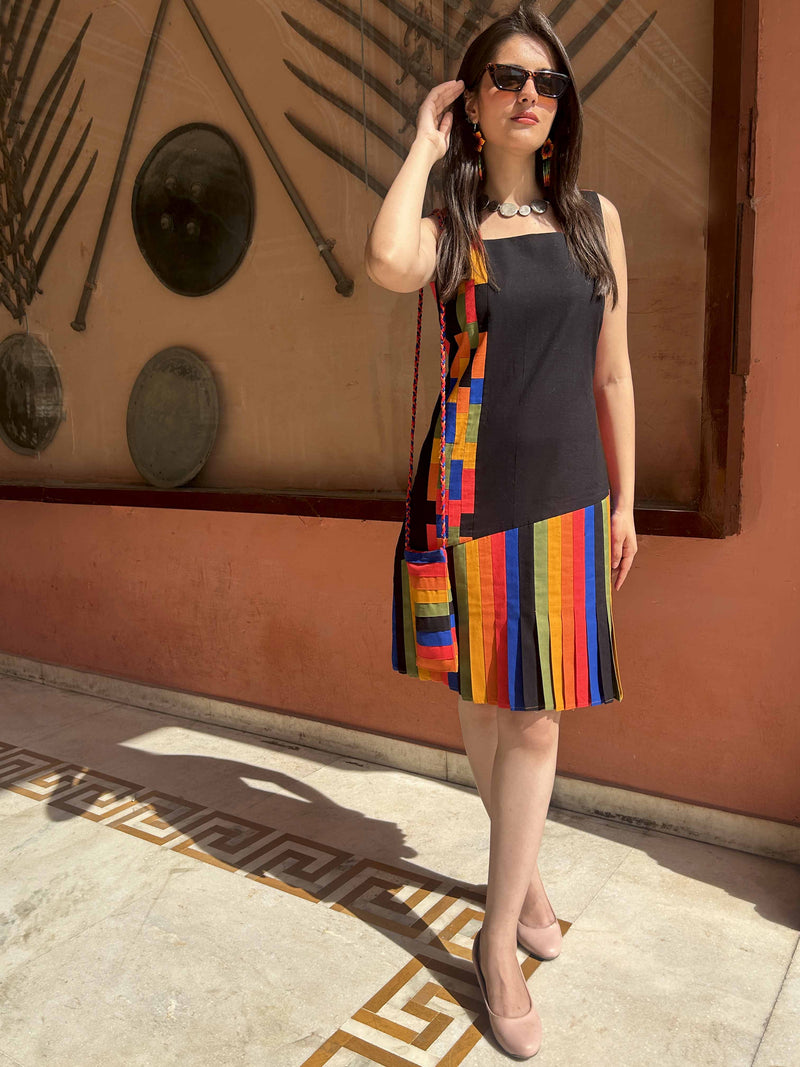 MASHAVU MASAI MARA HAND WOVEN COTTON PATCHWORK DRESS
