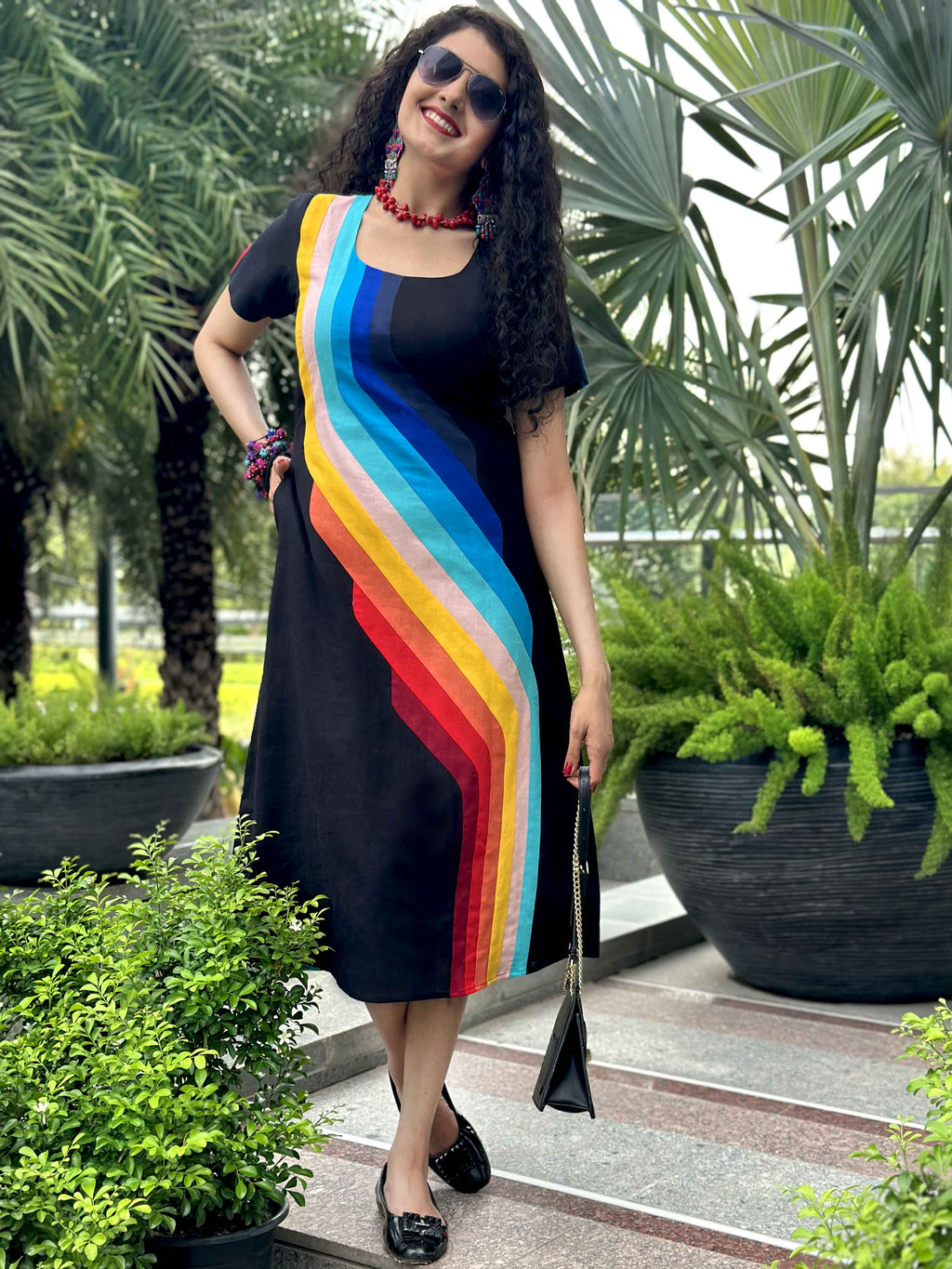 MONIFA MASAI MARA HAND WOVEN COTTON PATCHWORK DRESS