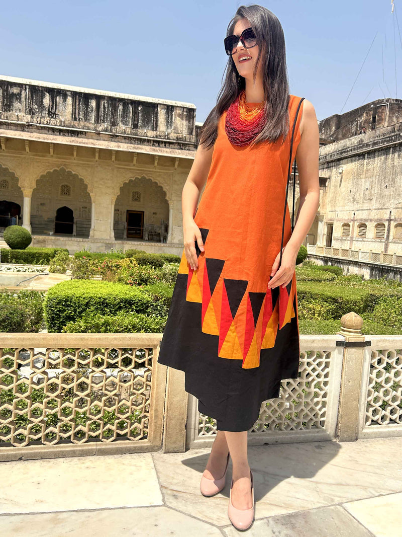 MERIA MASAI MARA HAND WOVEN COTTON PATCHWORK DRESS