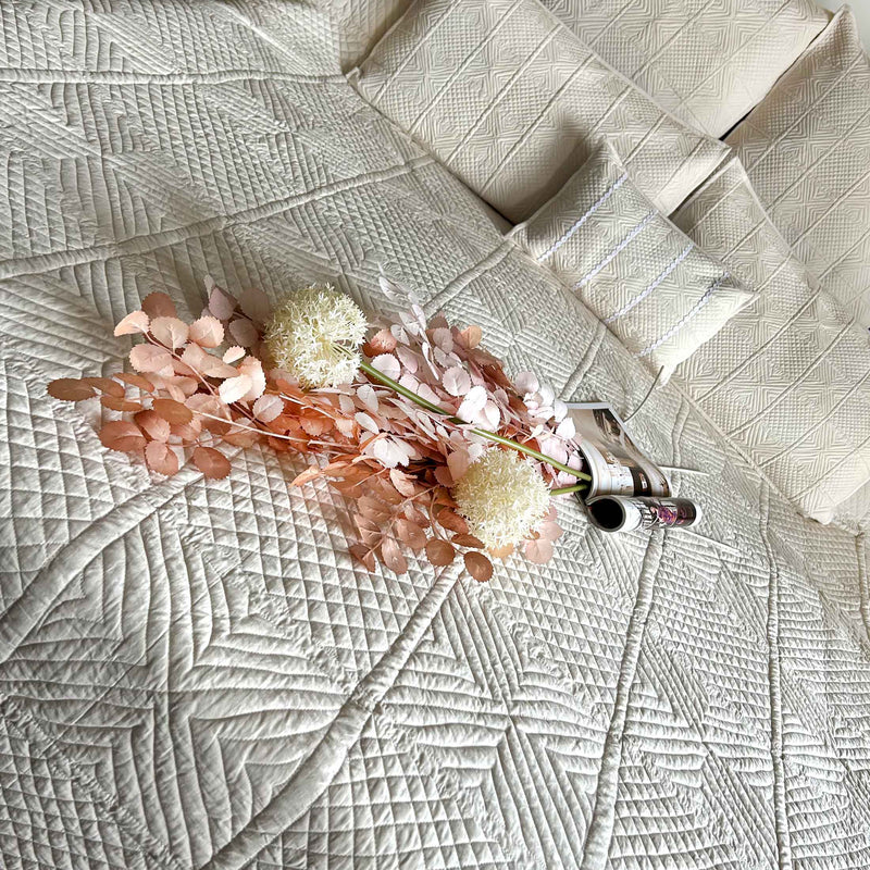 HAZELLE MEDITERRANEAN SERENITY ROYAL BEIGE QUILTED 6 PIECE BEDCOVER SET