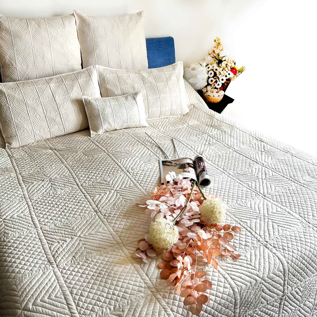 Hazelle Mediterranean Serenity Royal Beige Quilted 6 Piece Bedcover Set ...