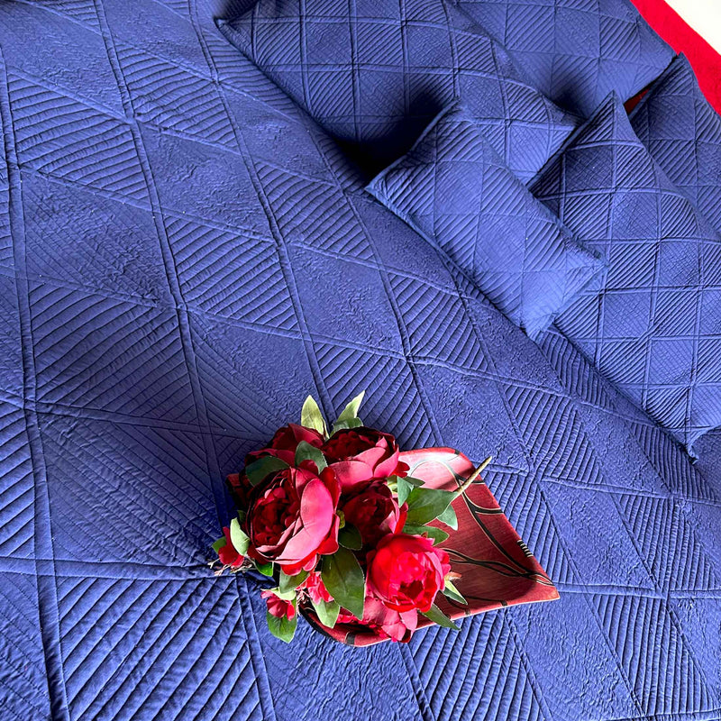 HOLLEY MEDITERRANEAN SERENITY PRUSSIAN BLUE QUILTED 6 PIECE BEDCOVER SET