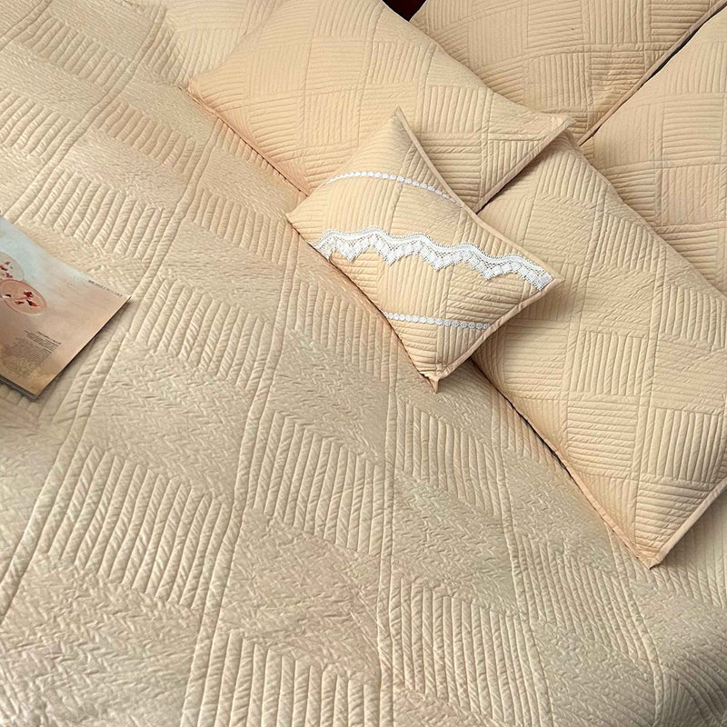 HARLENE MEDITERRANEAN SERENITY SOOTHING PEACH QUILTED 6 PIECE BEDCOVER SET