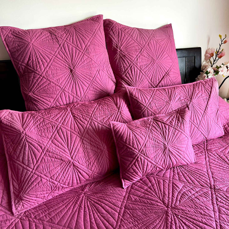 HARMONIE MEDITERRANEAN SERENITY VINTAGE WINE QUILTED 6 PIECE BEDCOVER SET