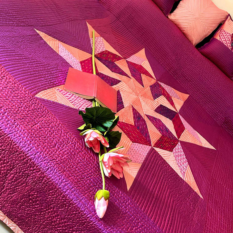 VICKY GORGEOUS KASHMIR PATOLA SILK QUILTED BEDCOVER SET