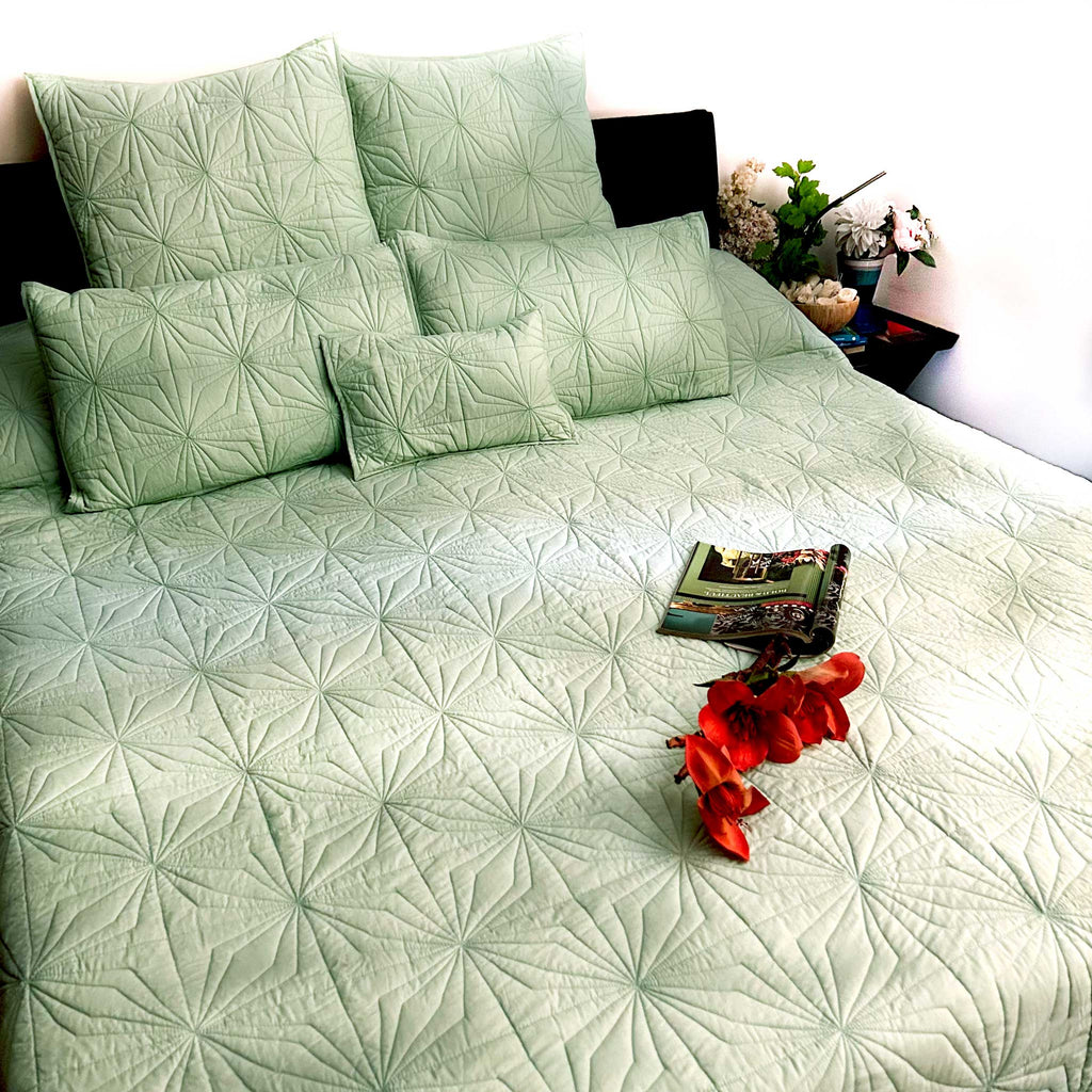 Helena Mediterranean Serenity Blooming Green Quilted 6 Piece Bedcover ...
