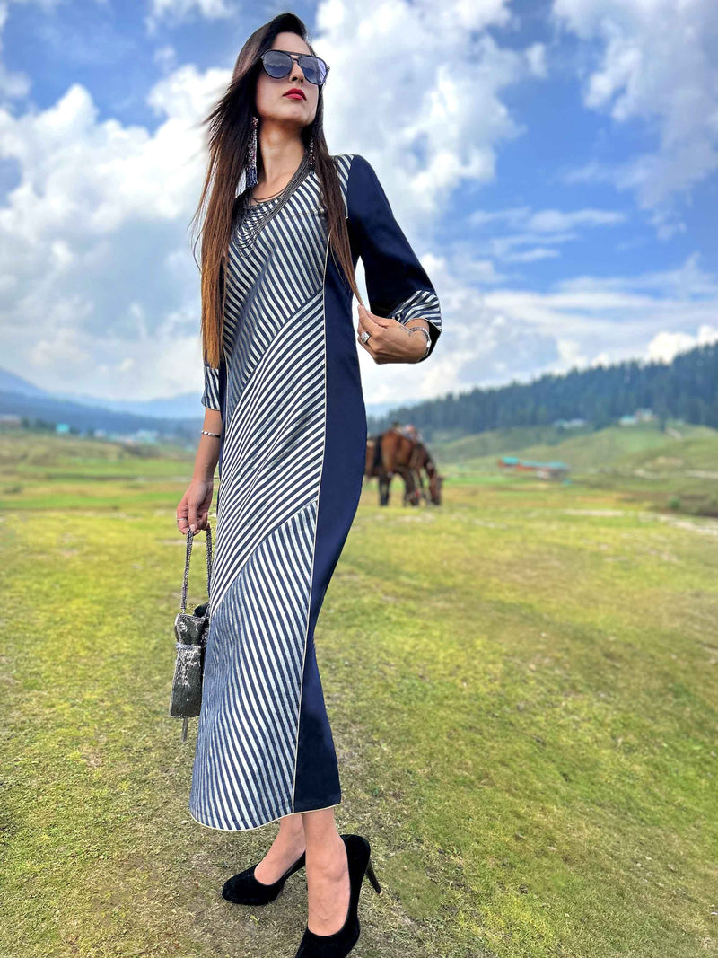 DIVA FESTIVE FLAMBOYANCE SILK BROCADE PATCHWORK LONG DRESS