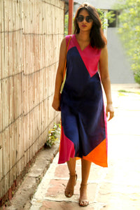 MARYLENE MONDRIAN HAND WOVEN COTTON DERBY DRESS