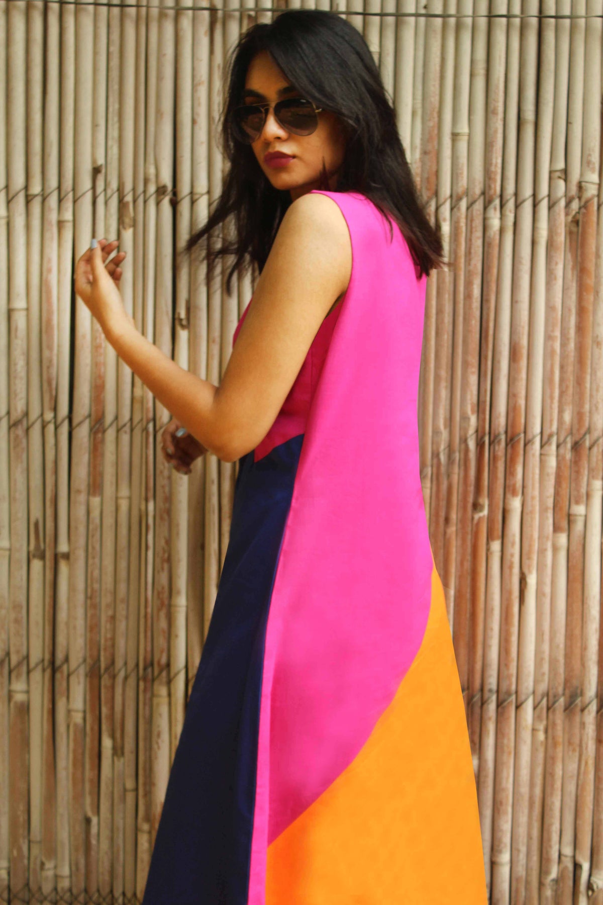 MARYLENE MONDRIAN HAND WOVEN COTTON DERBY DRESS