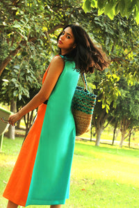 MILA MONDRIAN HAND WOVEN COTTON DERBY DRESS