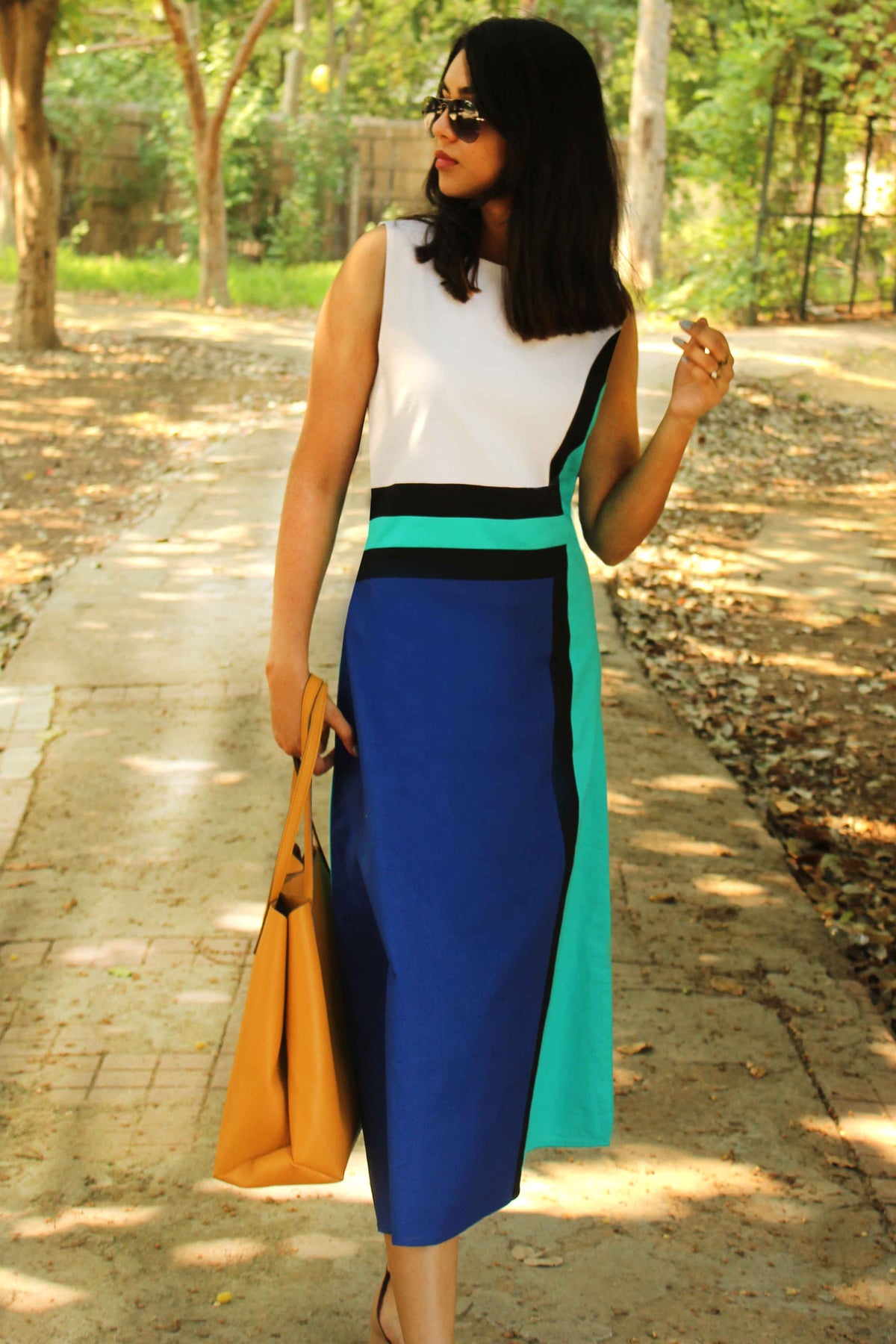 MARCIE MONDRIAN HAND WOVEN COTTON DERBY DRESS