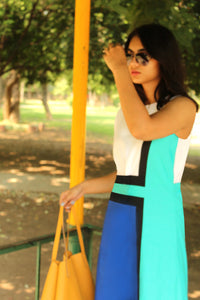 MARCIE MONDRIAN HAND WOVEN COTTON DERBY DRESS