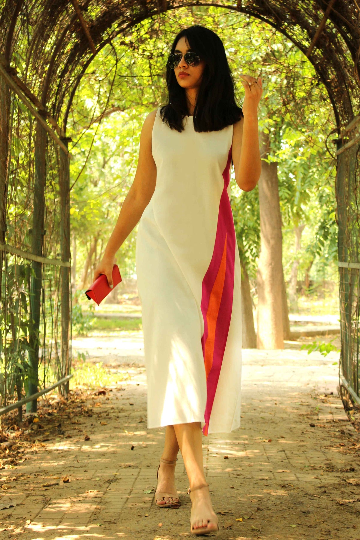 MONIKA MONDRIAN HAND WOVEN COTTON DERBY DRESS