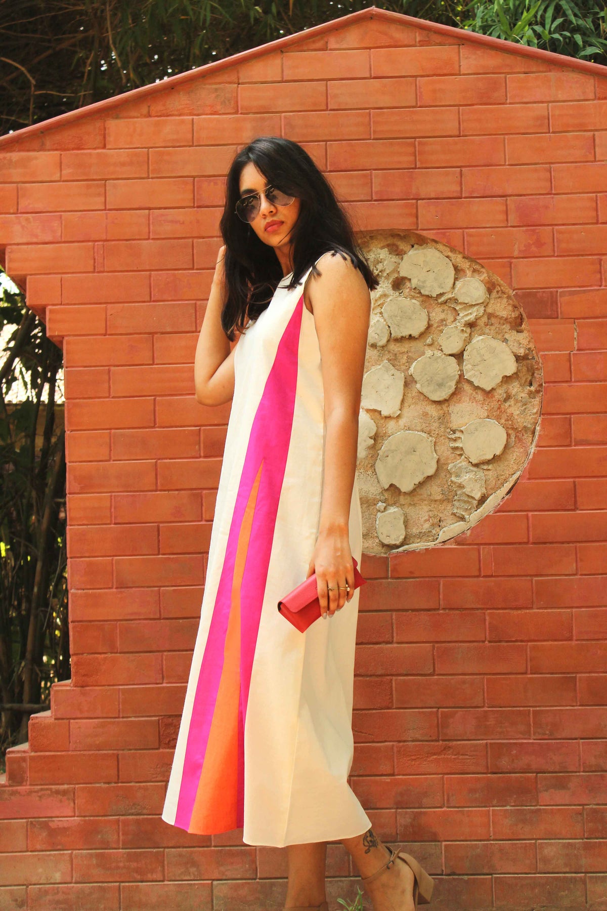 MONIKA MONDRIAN HAND WOVEN COTTON DERBY DRESS