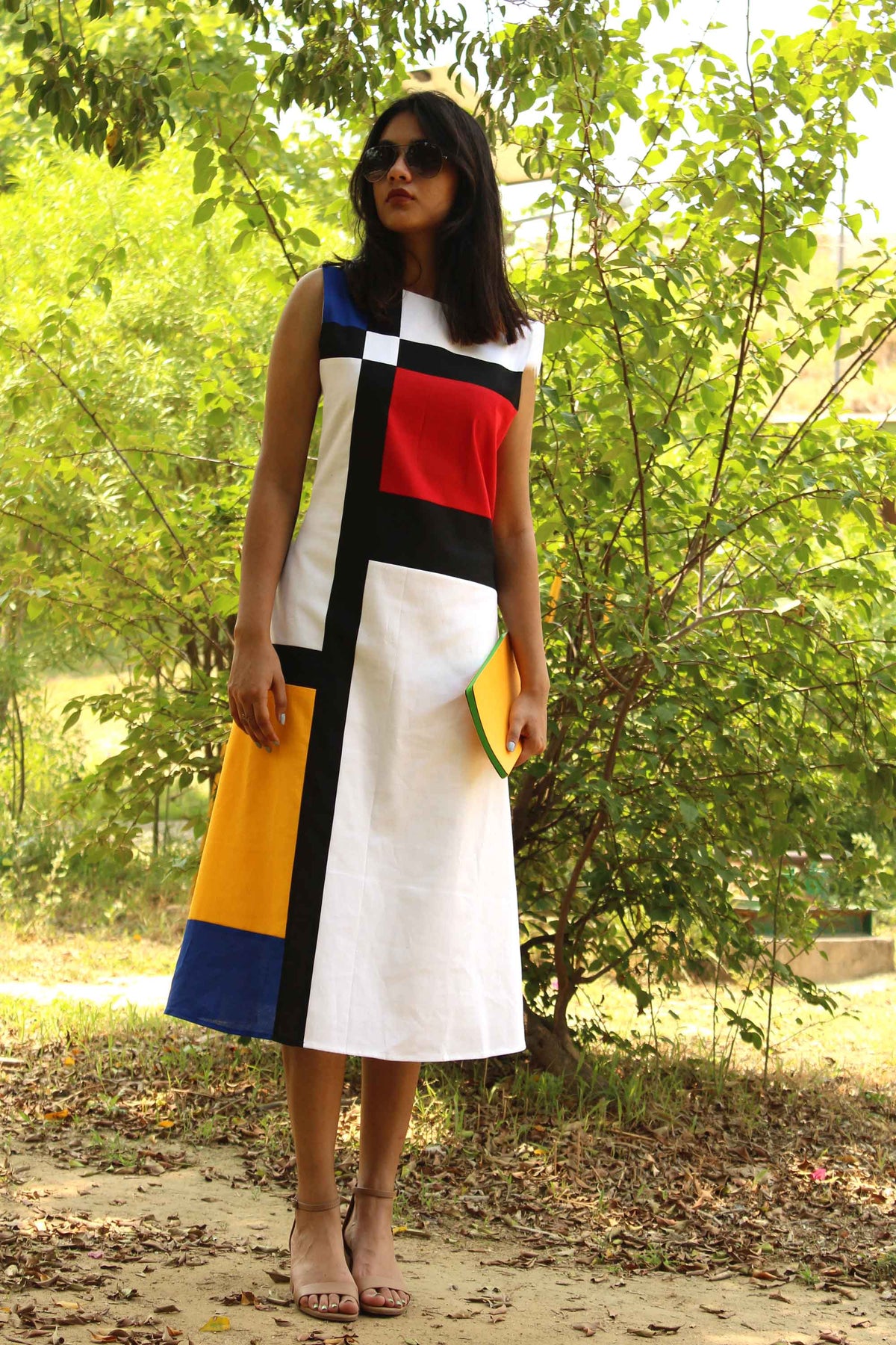 MALLORY MONDRIAN HAND WOVEN COTTON DERBY DRESS