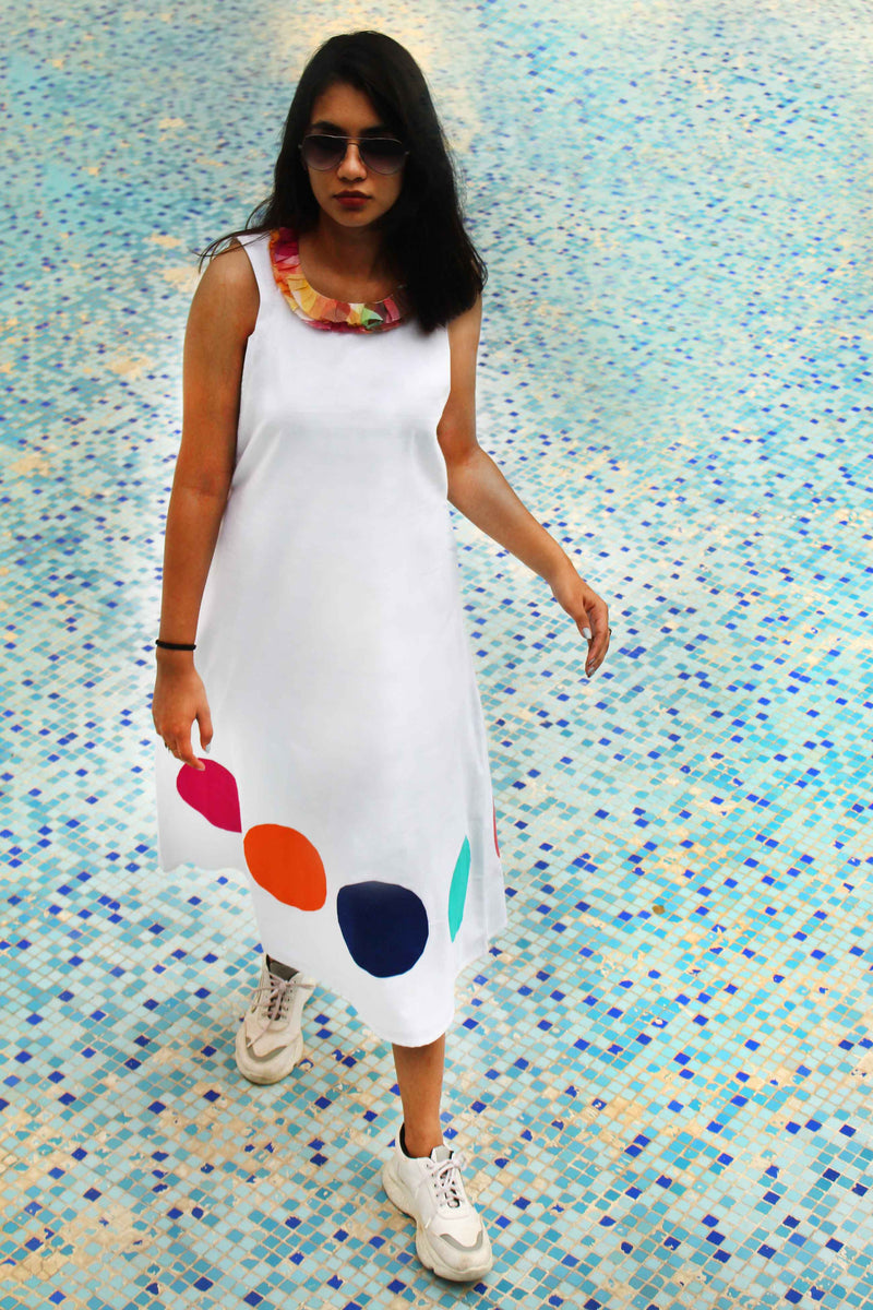 MAPLE MONDRIAN HAND WOVEN COTTON DERBY DRESS