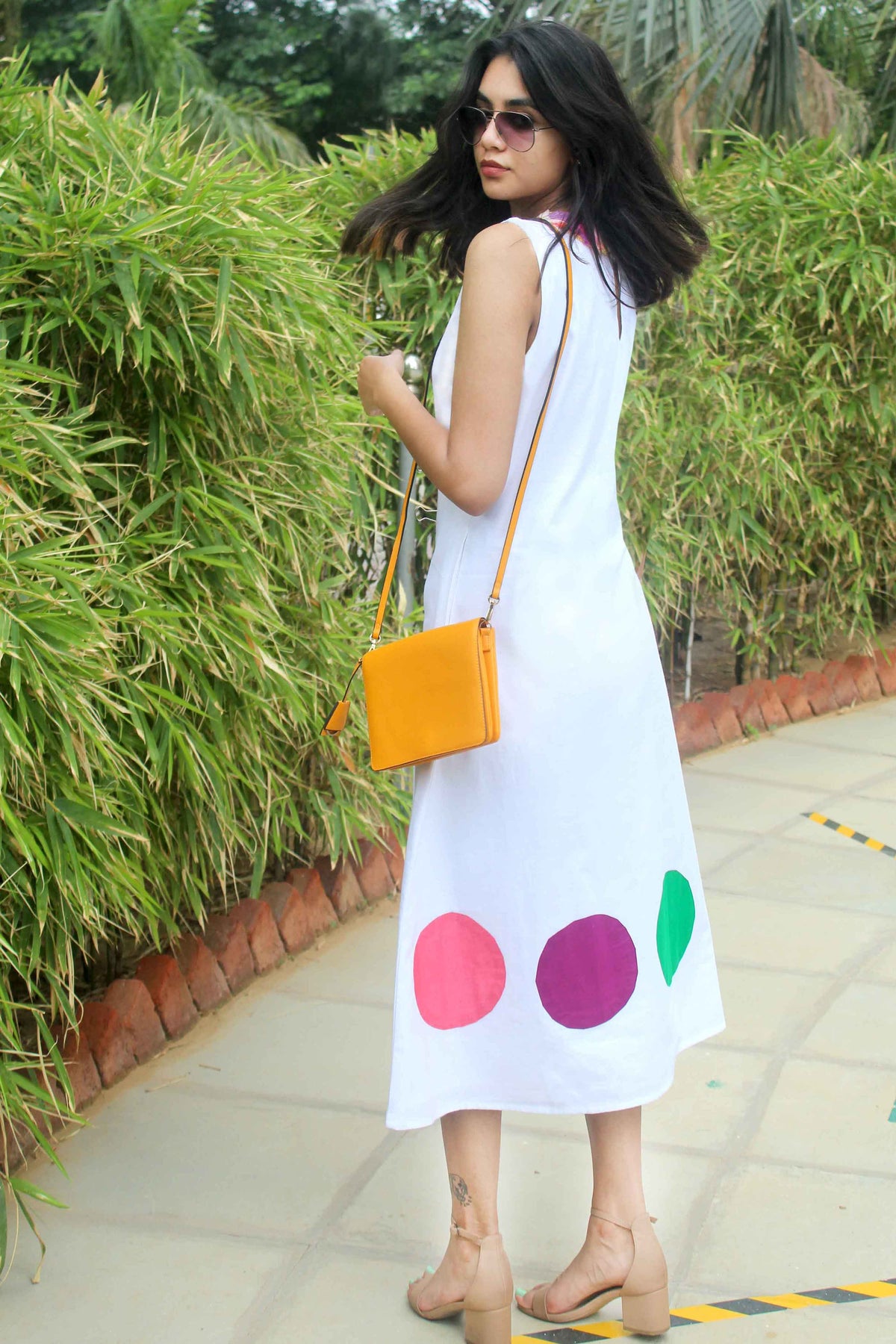 MAPLE MONDRIAN HAND WOVEN COTTON DERBY DRESS