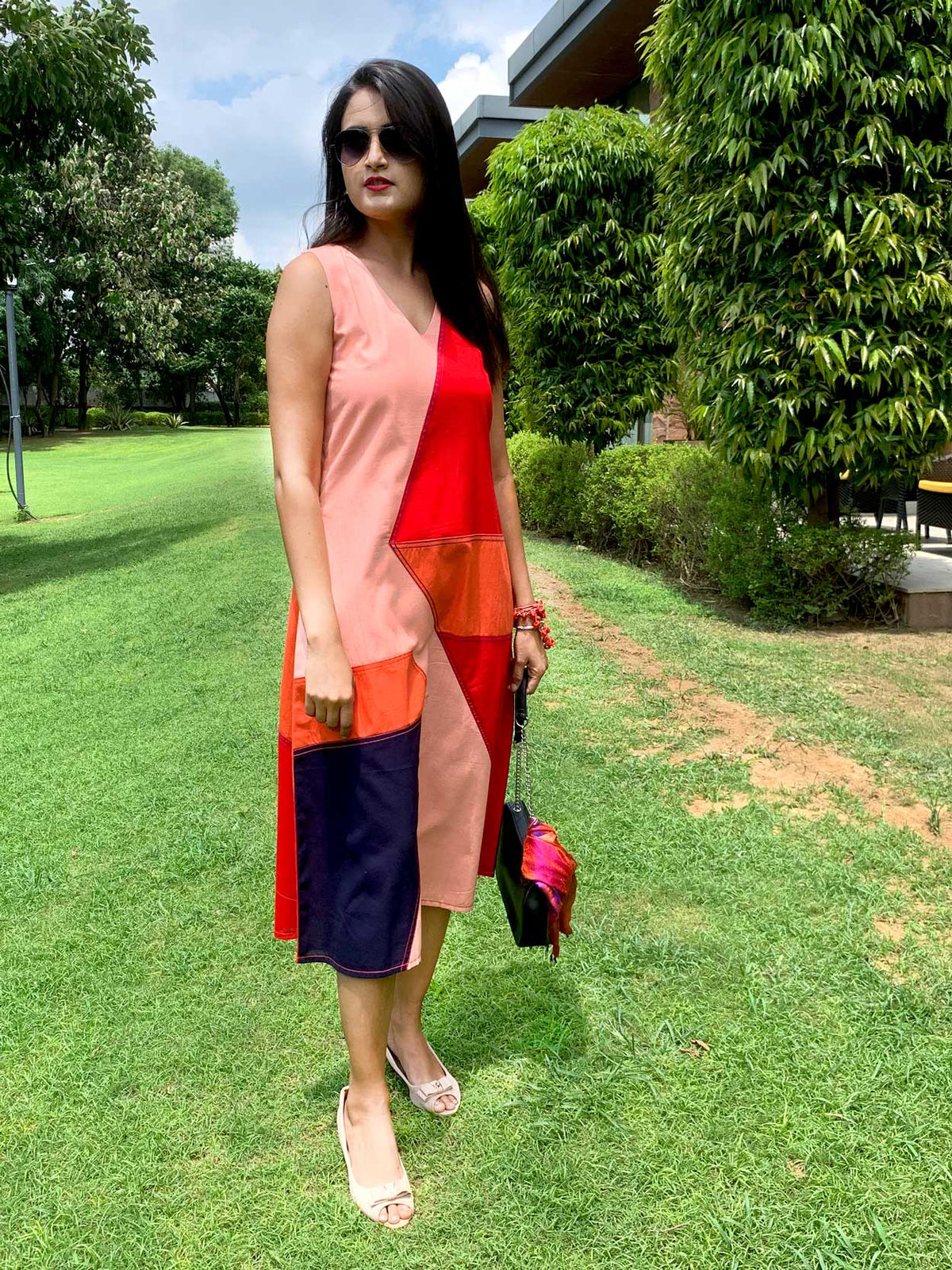 MOLLY MONDRIAN HAND WOVEN COTTON DERBY DRESS