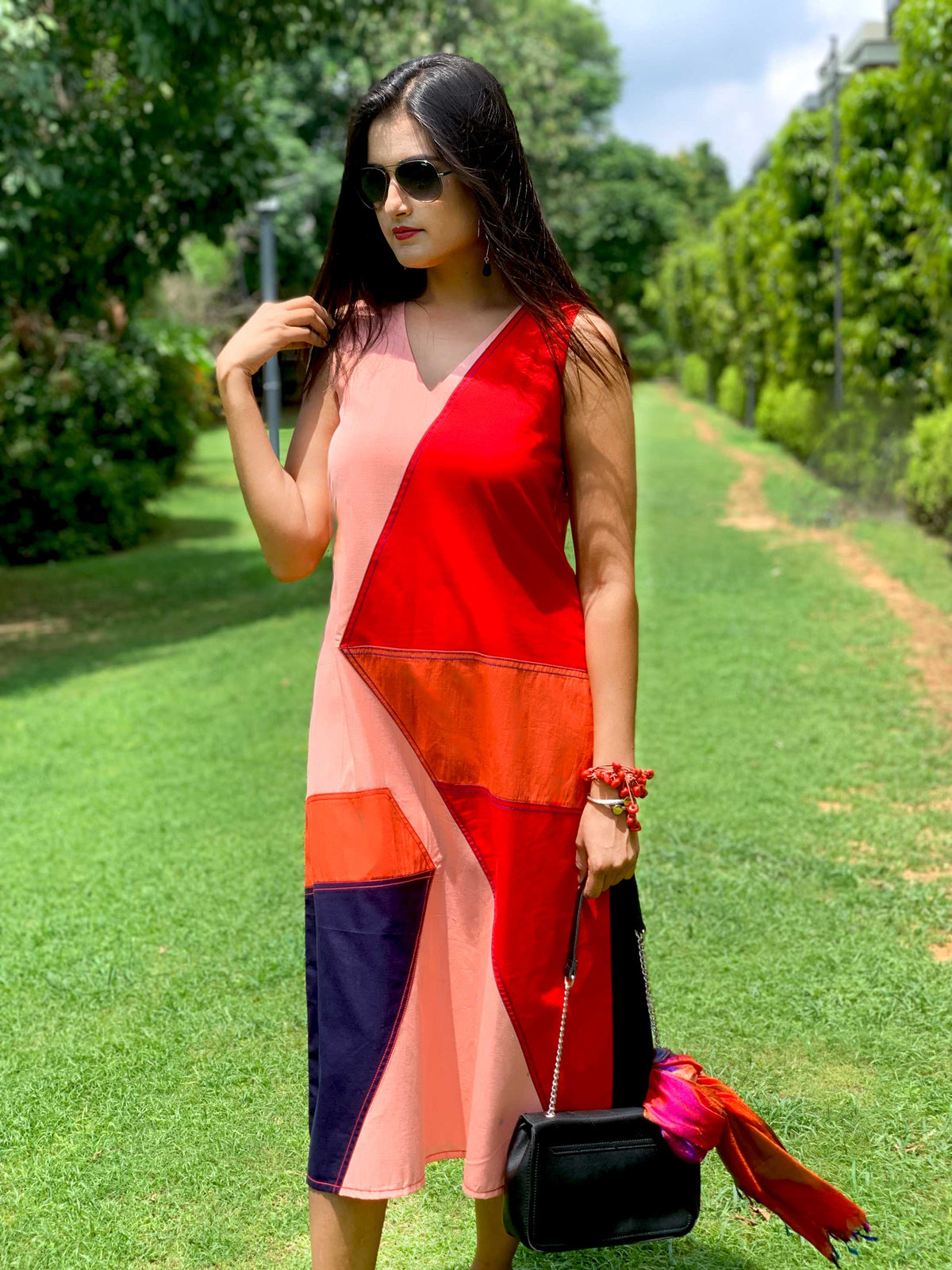 MOLLY MONDRIAN HAND WOVEN COTTON DERBY DRESS