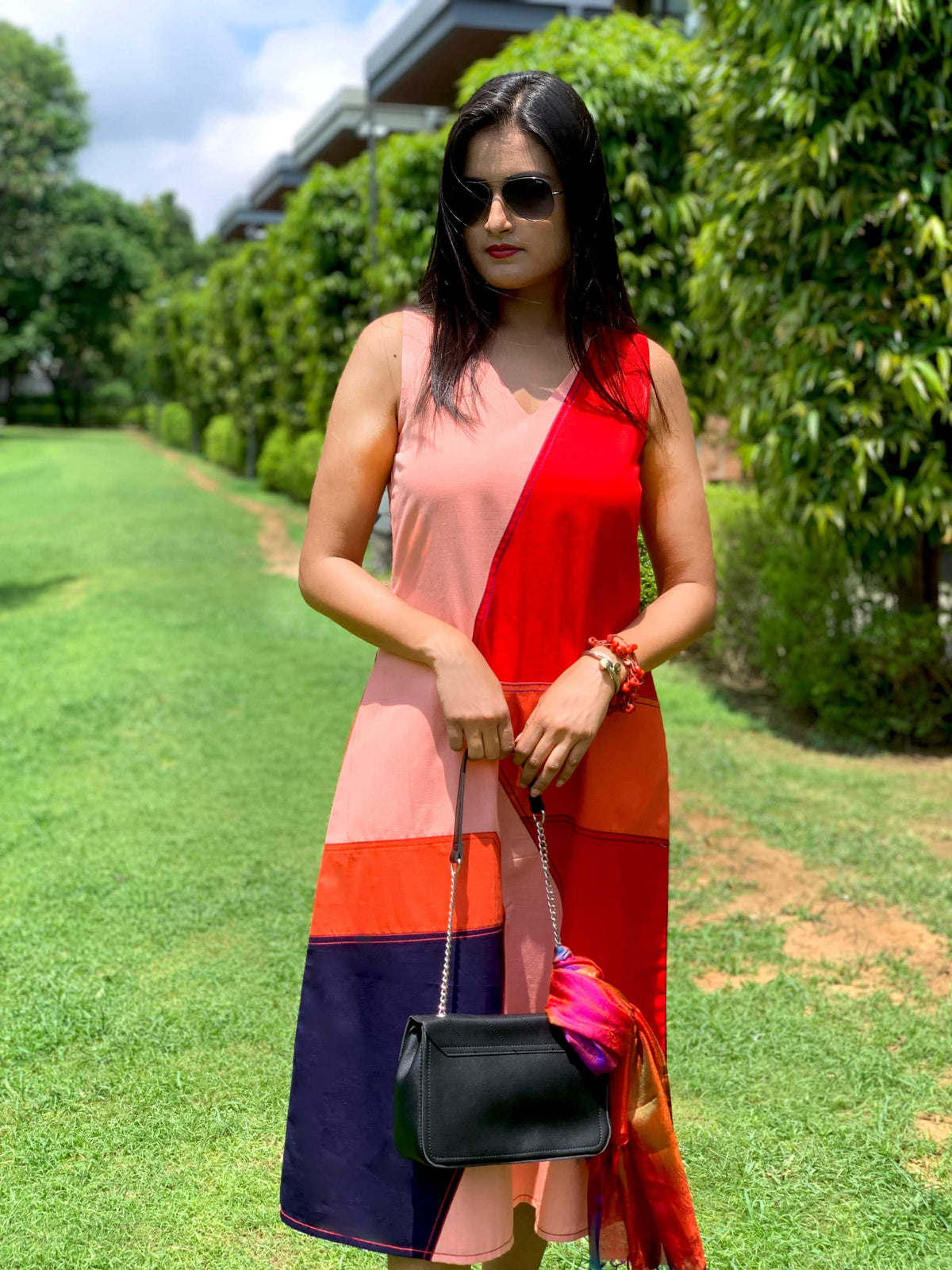 MOLLY MONDRIAN HAND WOVEN COTTON DERBY DRESS