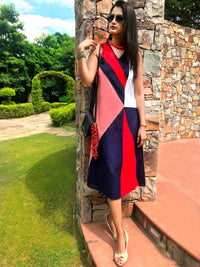 MAXINE MONDRIAN HAND WOVEN COTTON DERBY DRESS