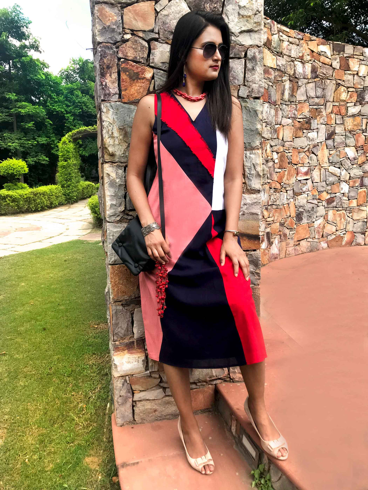 MAXINE MONDRIAN HAND WOVEN COTTON DERBY DRESS