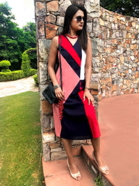 MAXINE MONDRIAN HAND WOVEN COTTON DERBY DRESS