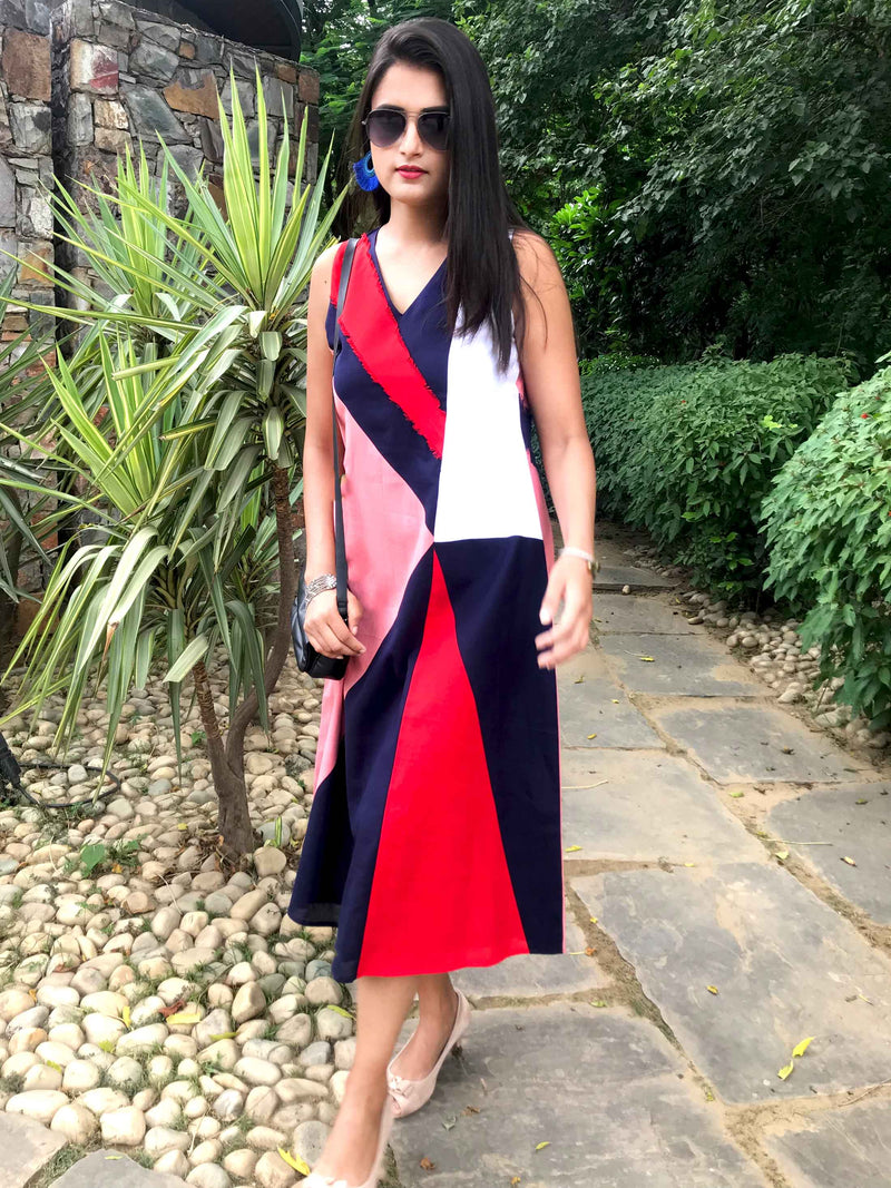 MAXINE MONDRIAN HAND WOVEN COTTON DERBY DRESS