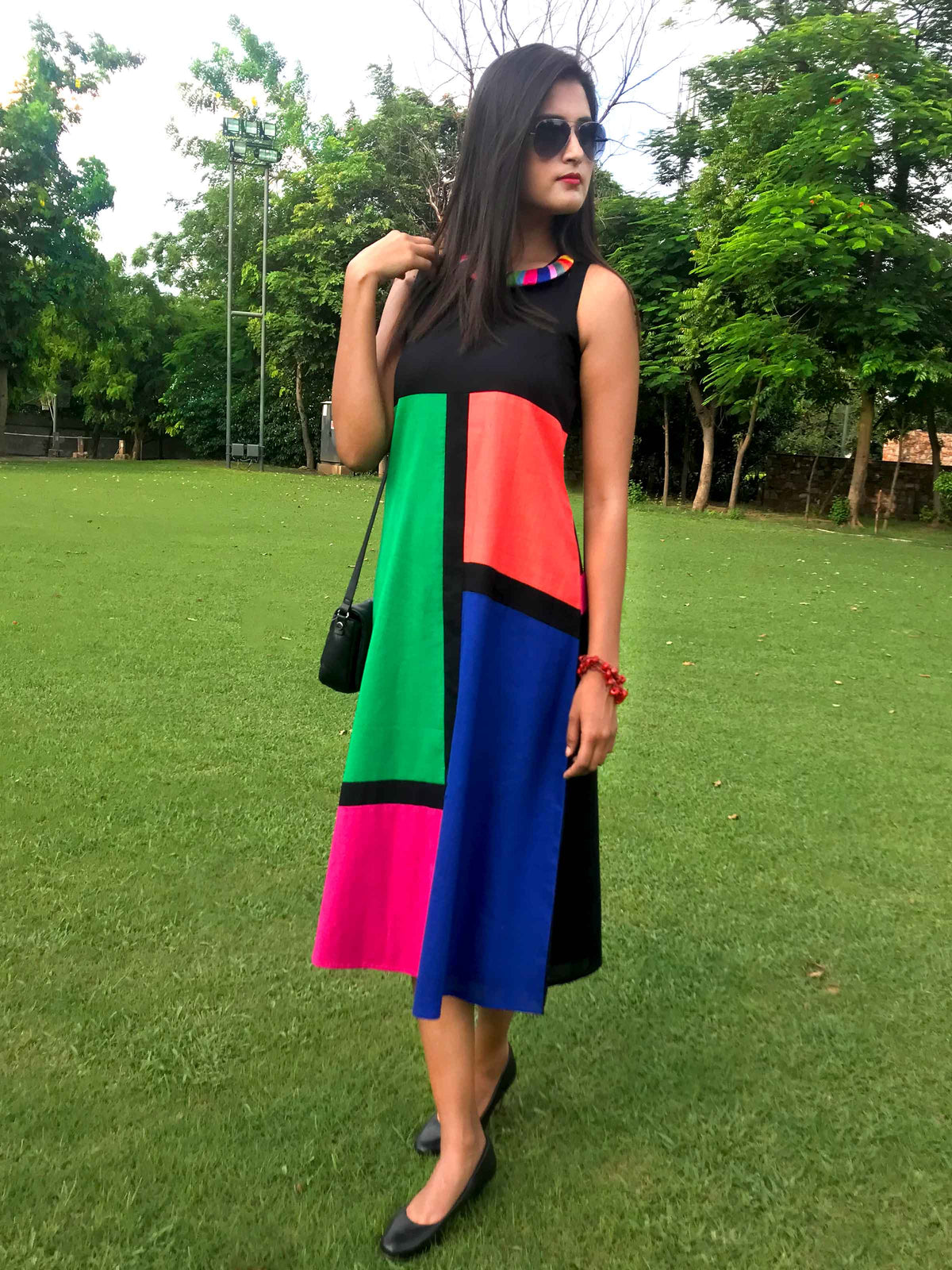 MEREDITH MONDRIAN HAND WOVEN COTTON DERBY DRESS