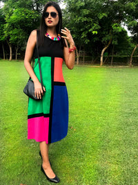 MEREDITH MONDRIAN HAND WOVEN COTTON DERBY DRESS