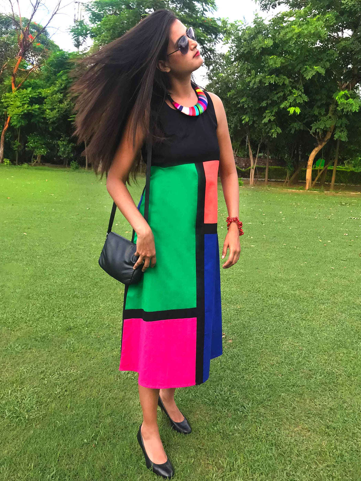 MEREDITH MONDRIAN HAND WOVEN COTTON DERBY DRESS