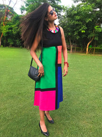 MEREDITH MONDRIAN HAND WOVEN COTTON DERBY DRESS