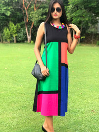 MEREDITH MONDRIAN HAND WOVEN COTTON DERBY DRESS