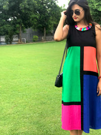 MEREDITH MONDRIAN HAND WOVEN COTTON DERBY DRESS