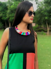 MEREDITH MONDRIAN HAND WOVEN COTTON DERBY DRESS