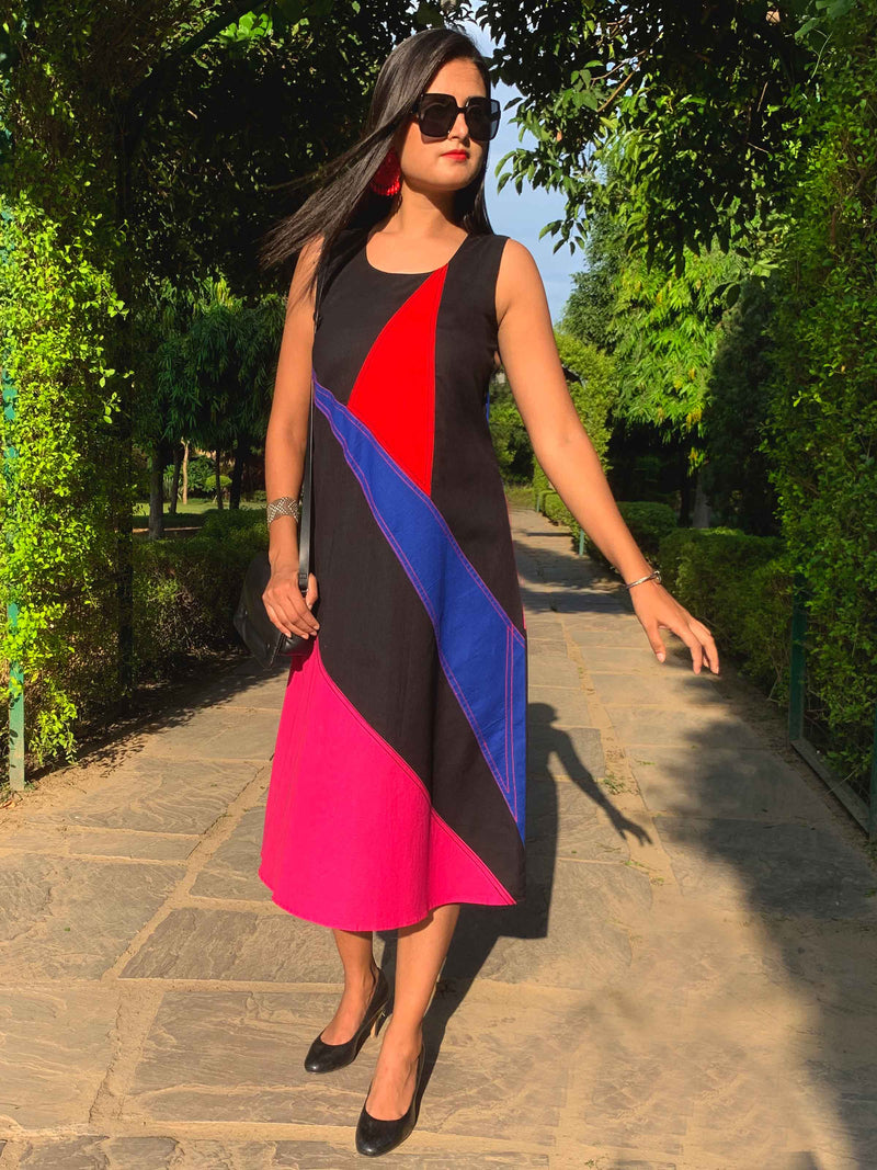 MARIE MONDRIAN HAND WOVEN COTTON DERBY DRESS