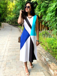 MILEY MONDRIAN HAND WOVEN COTTON DERBY DRESS