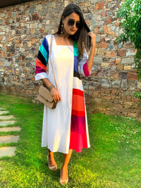 MEGAN MONDRIAN HAND WOVEN COTTON DERBY DRESS