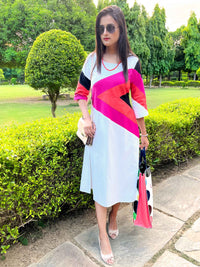 MYRA MONDRIAN HAND WOVEN COTTON DERBY DRESS