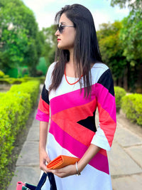 MYRA MONDRIAN HAND WOVEN COTTON DERBY DRESS