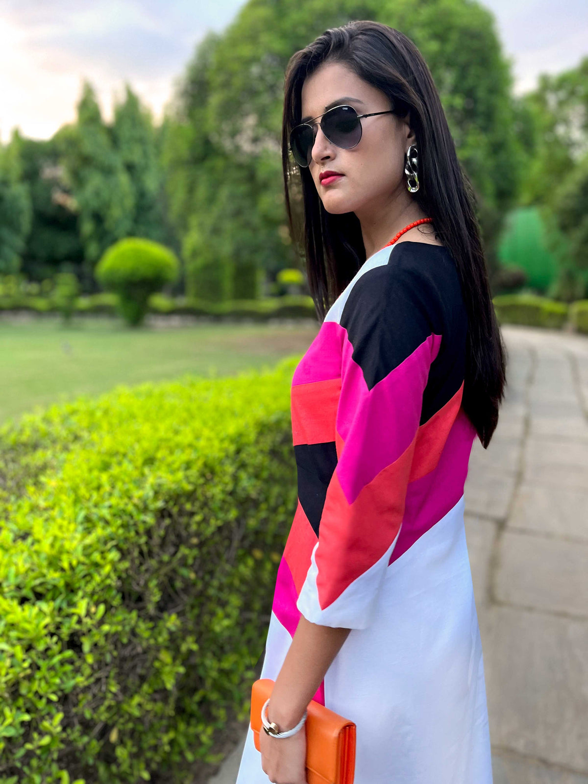 MYRA MONDRIAN HAND WOVEN COTTON DERBY DRESS