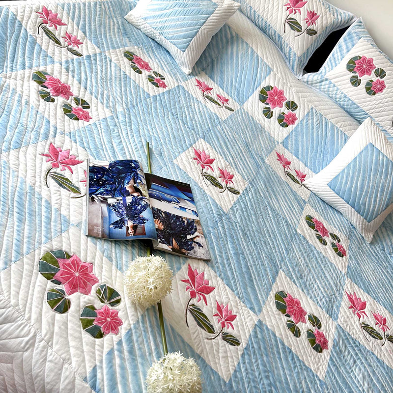 NICOLE HELLO NEW YORK PATCHWORK QUILTED BEDCOVER SET