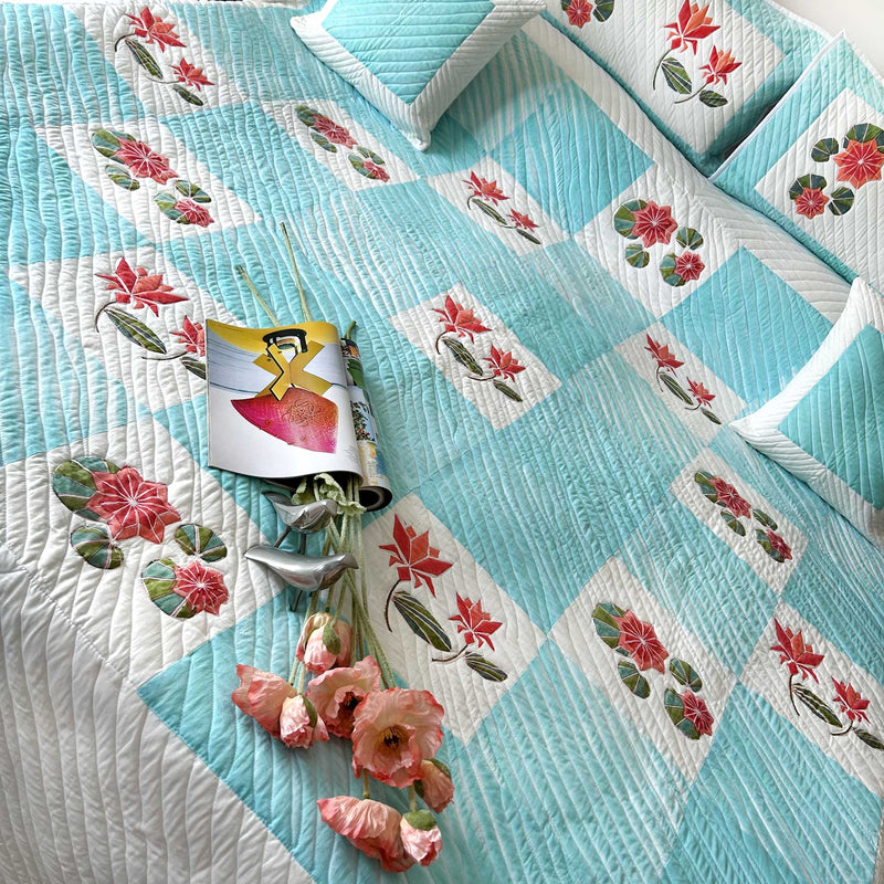 NOELLE HELLO NEW YORK PATCHWORK QUILTED BEDCOVER SET