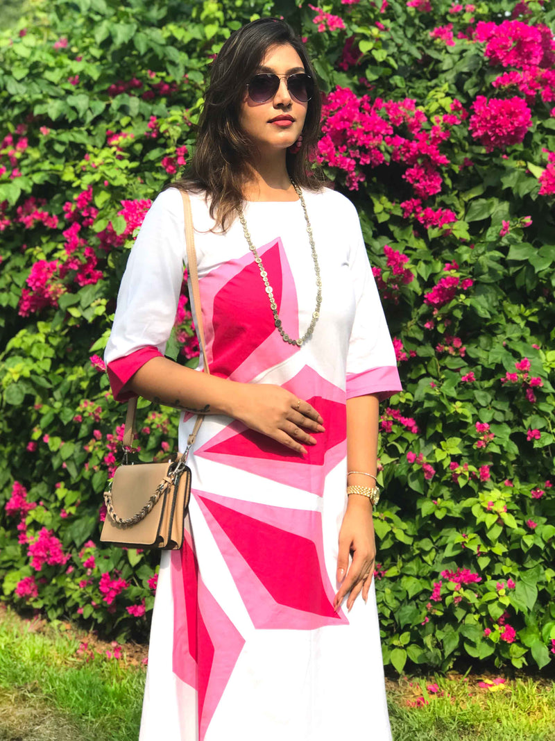 FREIDA FESTIVE FLAMBOYANCE HAND WOVEN COTTON DRESS