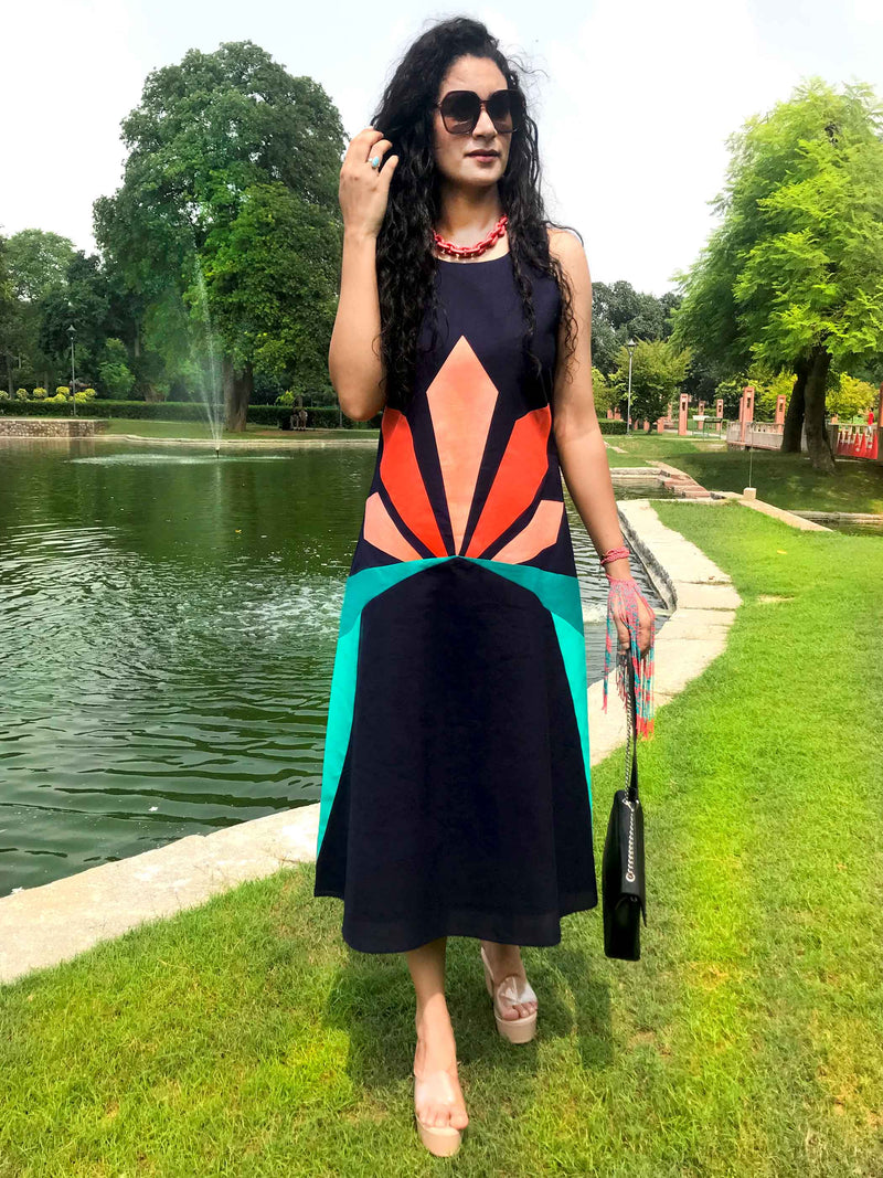 FINLEY FESTIVE FLAMBOYANCE HAND WOVEN COTTON DRESS