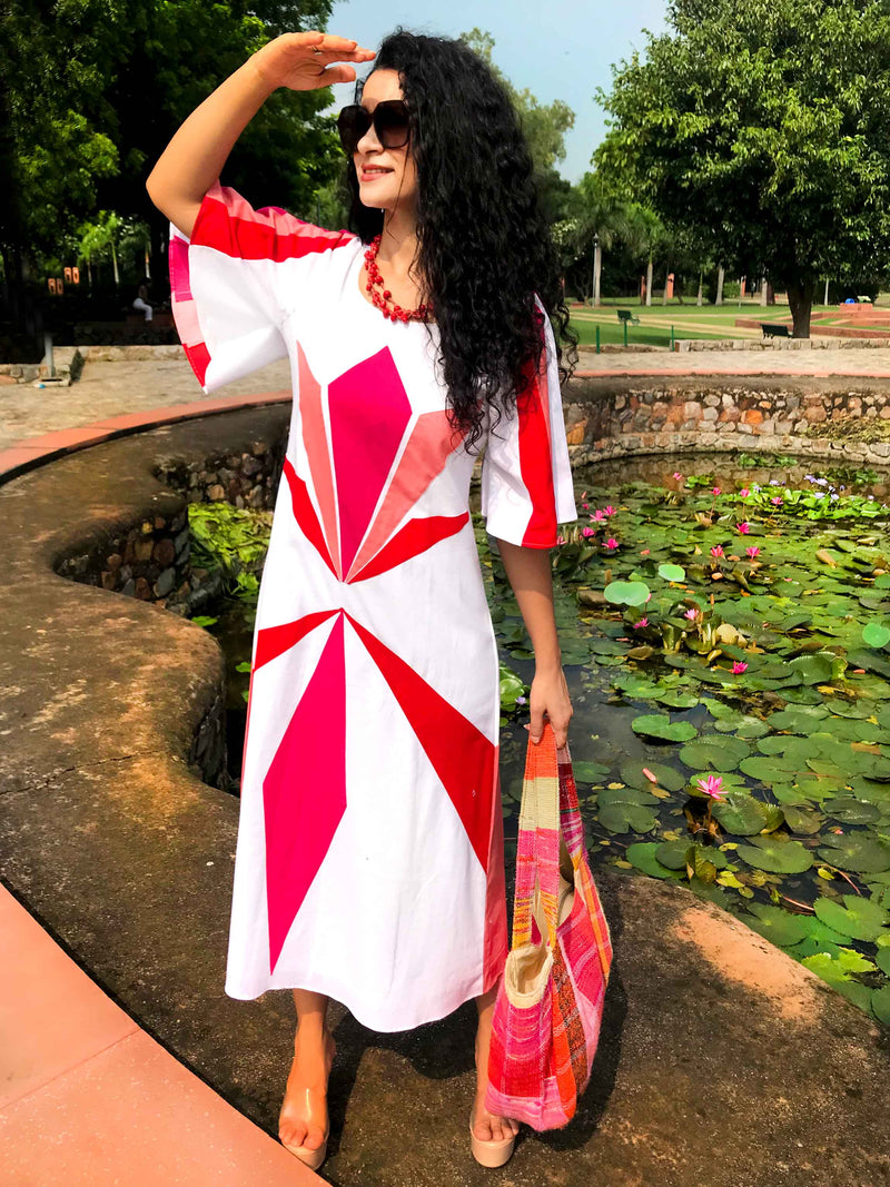 FRANCES FESTIVE FLAMBOYANCE HAND WOVEN COTTON DRESS