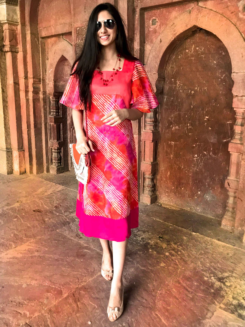 SYLVIA SANTORINI STRIPES SILK KOTA DORIA DRESS