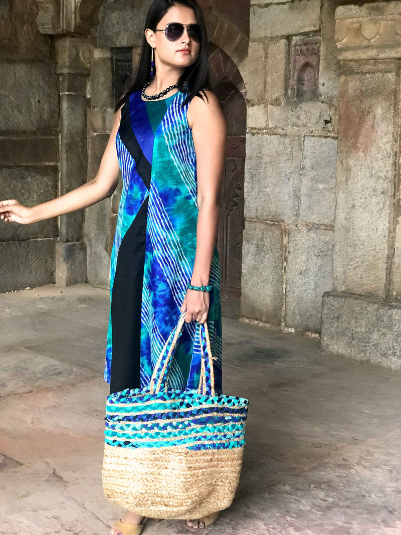 SHIRLEY SANTORINI STRIPES SILK KOTA DORIA DRESS