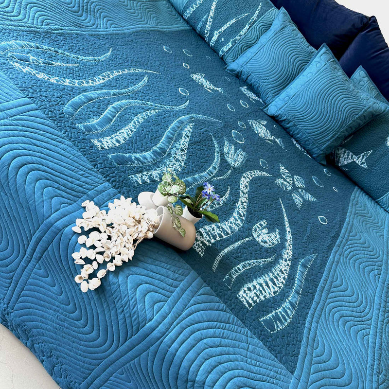 LOGAN POETRY IN NATURE NUI SHIBORI OMBRE QUILTED BEDCOVER SET