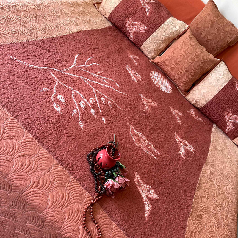 LINCOLN POETRY IN NATURE NUI SHIBORI OMBRE QUILTED BEDCOVER SET